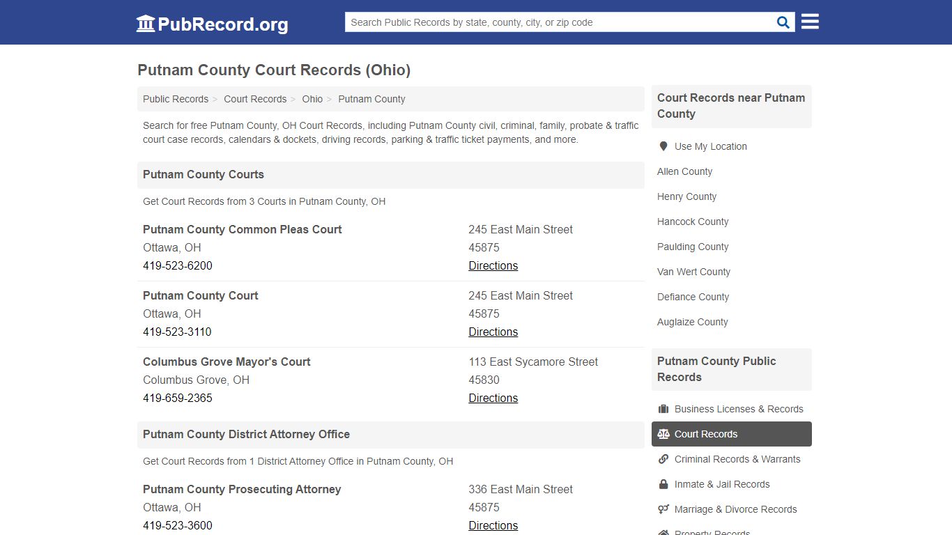 Free Putnam County Court Records (Ohio Court Records)